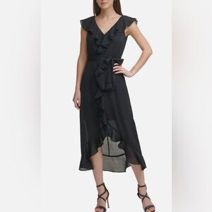 DKNY black high-low dress